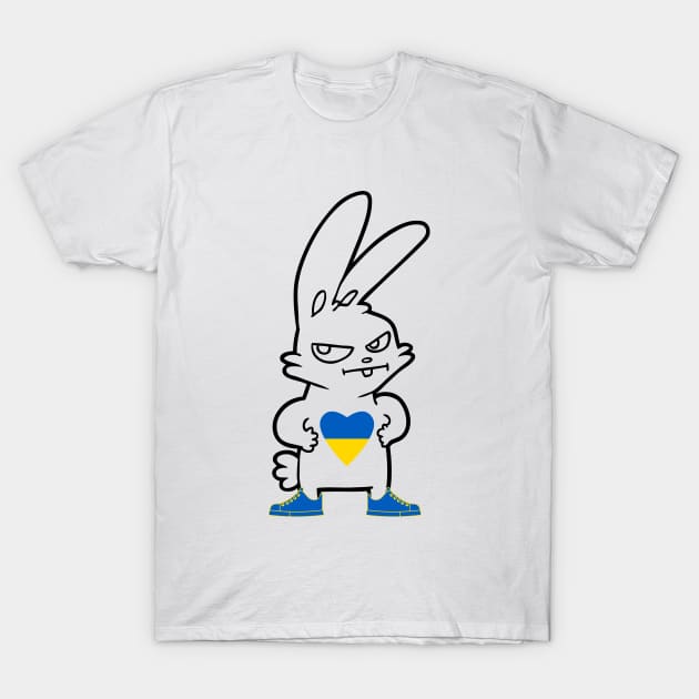 Ukraine heart Rabbit with sneakers, Ukraine, fight, support, love T-Shirt by Kristalclick 